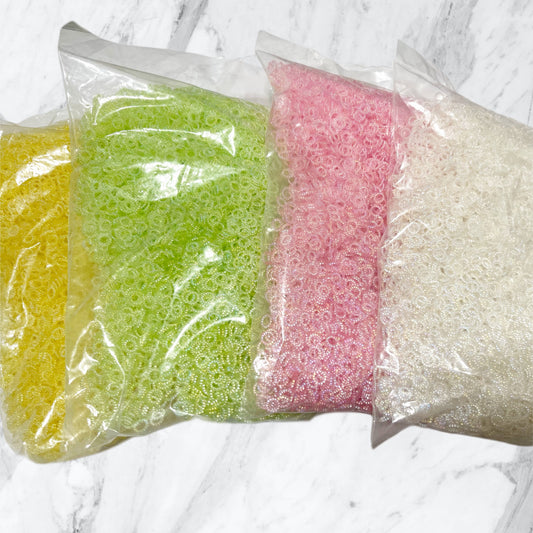 Iridescent ring beads